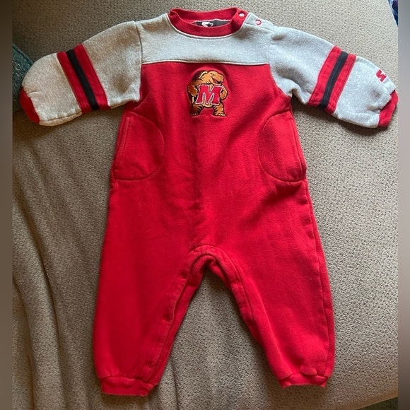 Team starter Maryland Terrapins long sleeve warm one piece outfit - 24 months